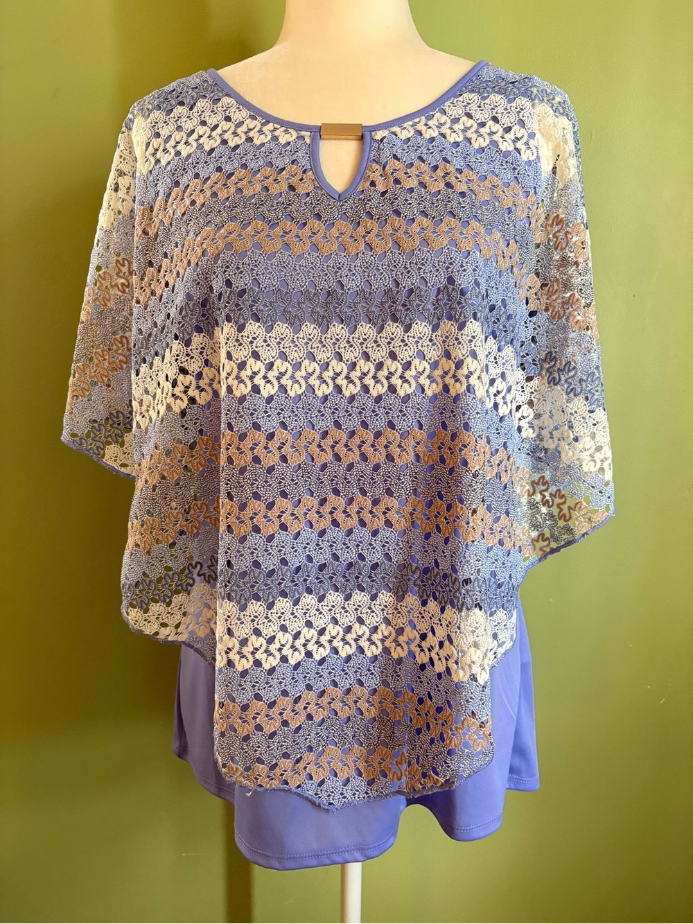 Lace-Overlay Knit Tunic